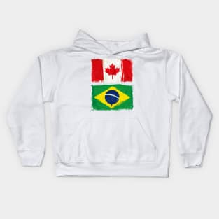 Canadian and Brazilian Flag Kids Hoodie